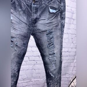 Skinny Blue Distressed Jeans with Stretch